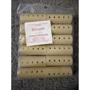 Vintage Morris-Flamingo Hair Rollers – 12 Beige Plastic Vented Curlers